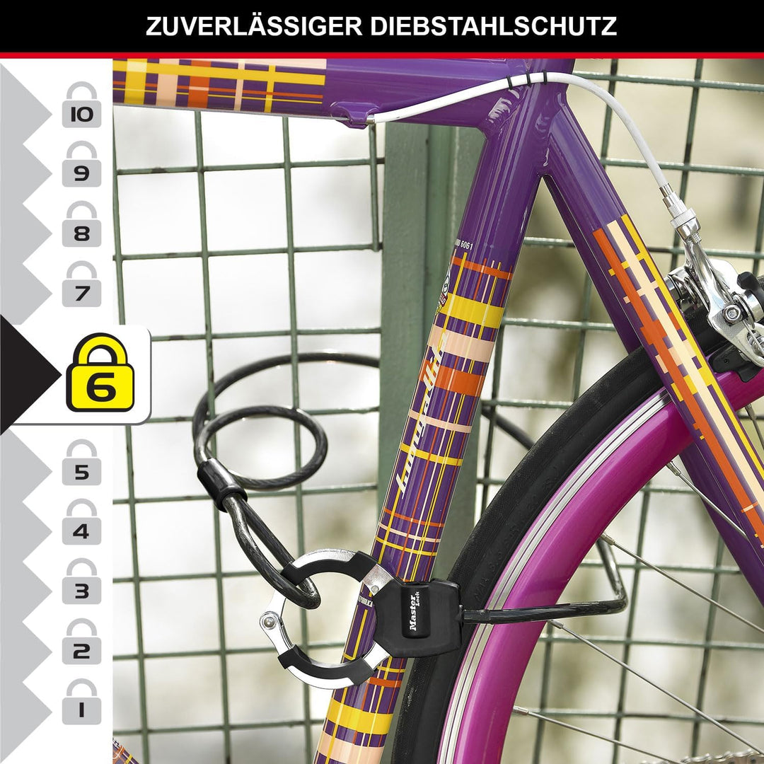 Master Lock Kabelschloss mit Schlüssel, 1 m, Ideal für Scooter Roller, Fahrrad, Kinderwagen, Sportau