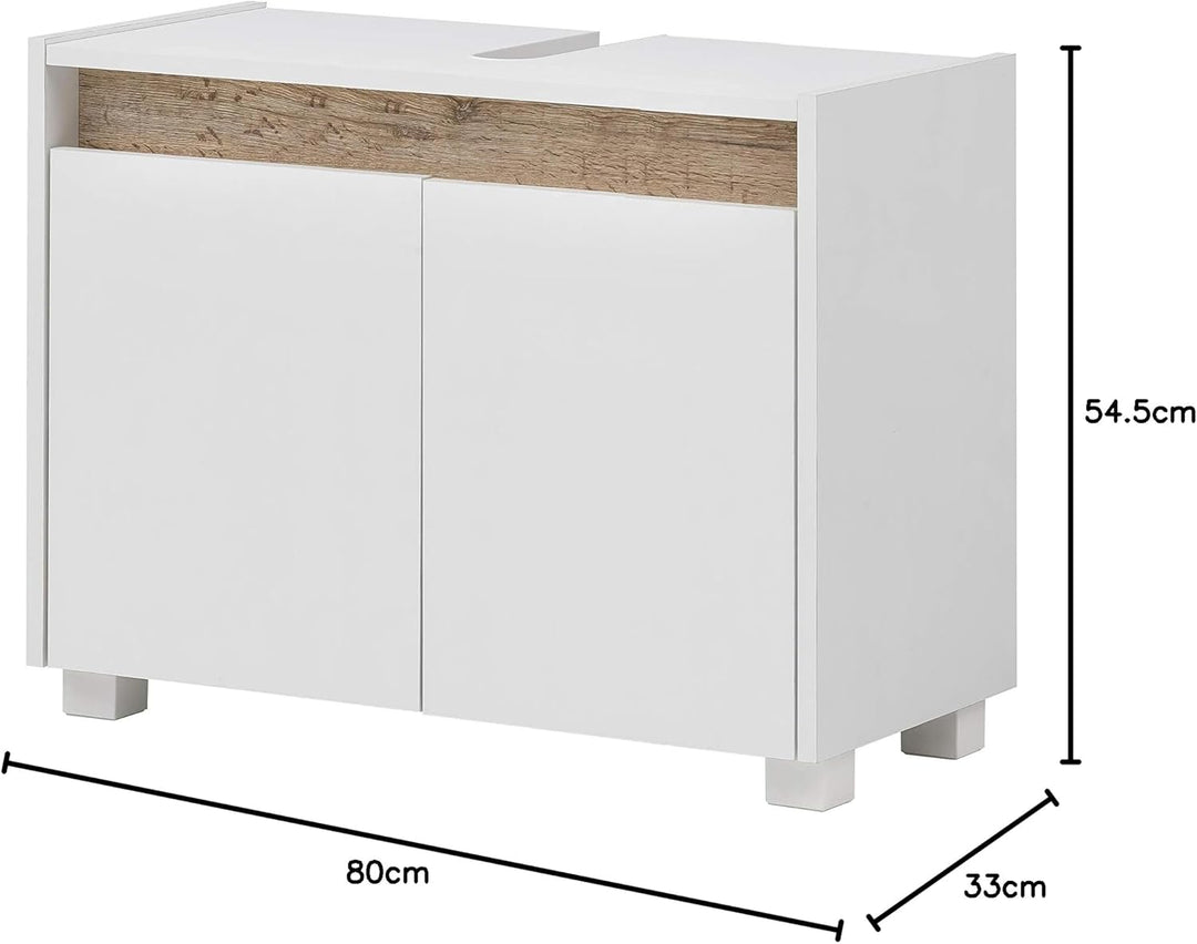 Schildmeyer Waschbeckenunterschrank 148463 Cosmo, 80 x 54,5 x 33 cm (BxHxT), weiss Breit Weiss, Brei