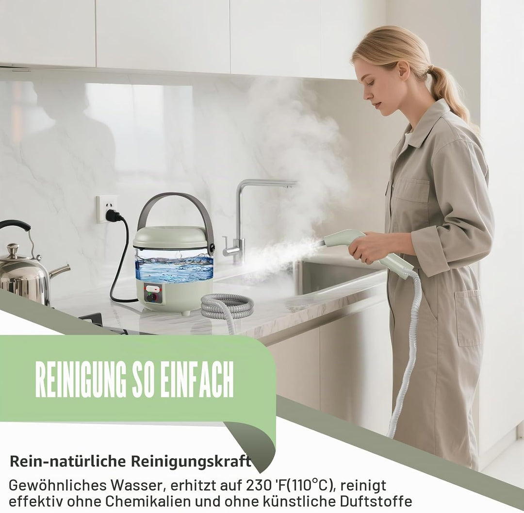 Dampfreiniger, 2500W Leistungsstarker Dampfreiniger Handgerät mit 6 Bürstenköpfen, Mehrzweck Steam C