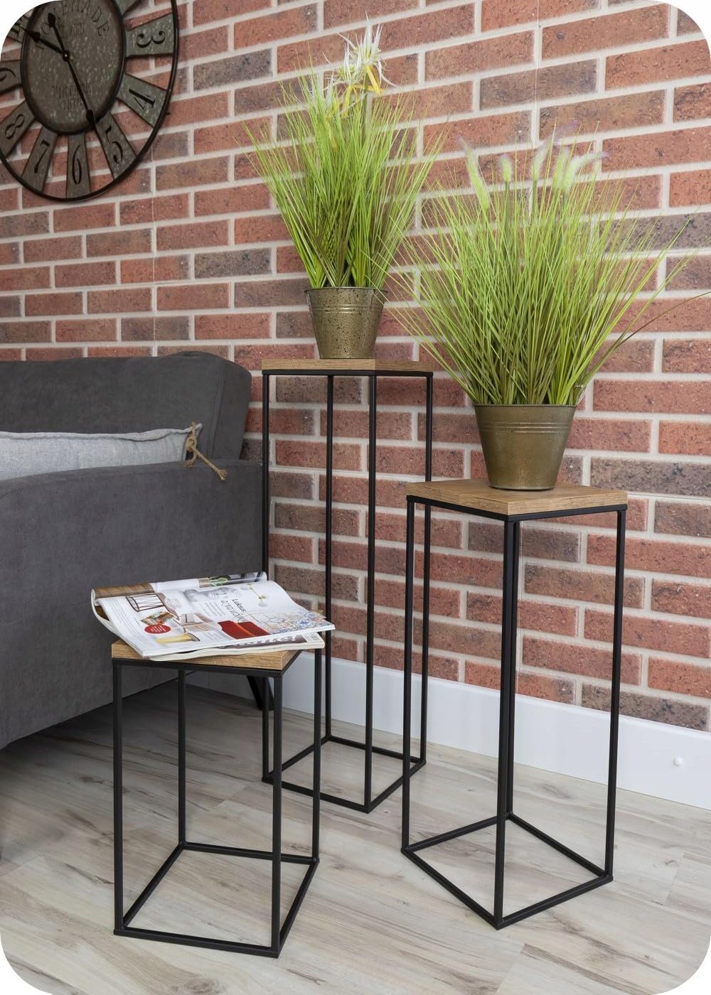 Pflanzenständer Metall 80 cm Hoch - Stabiler und Fester Blumenhocker im Loft Stil - Blumenständer mi