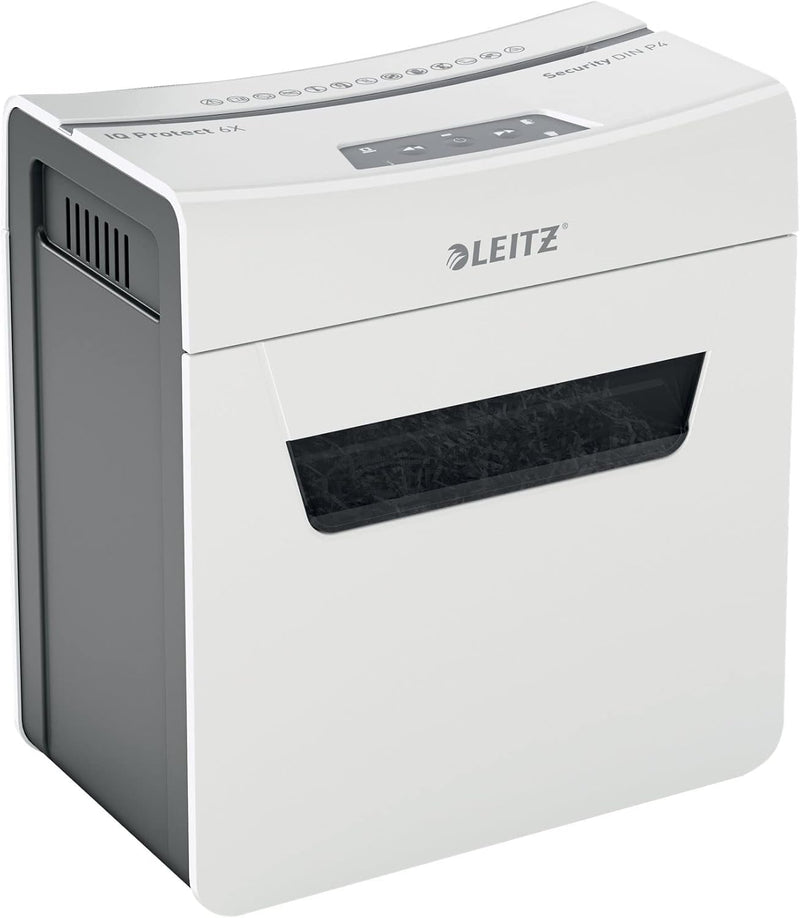 Leitz IQ 6X Premium Aktenvernichter P4 fürs Büro und Zuhause, Partikelschnitt, 7-6 Blatt (70-80 g/m²