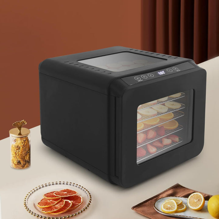 Dörrautomat Dehydrator Dörrgerät, Dörrautomatenmit 6 Edelstahl Schalen, Einstellbare Arbeitstemperat