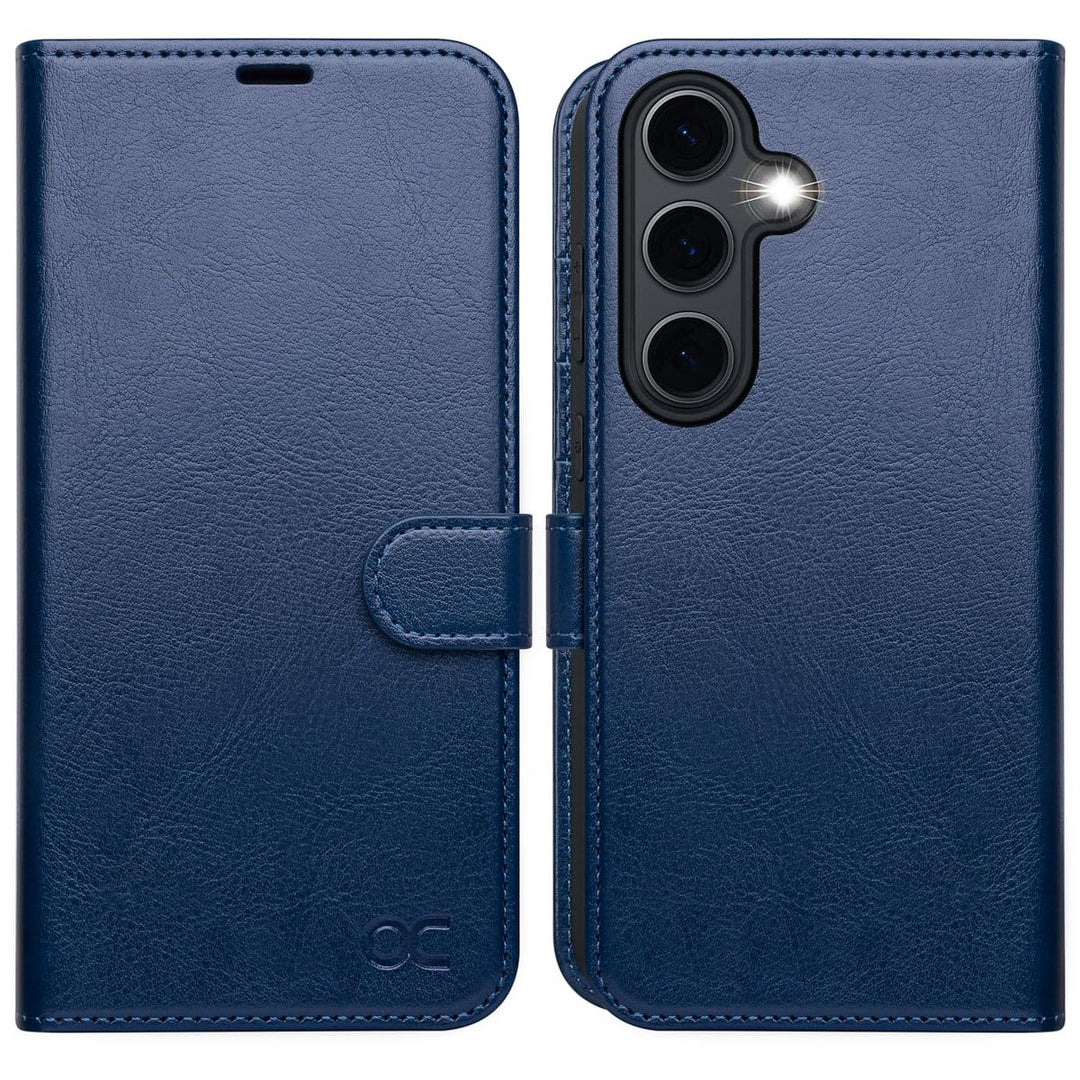 OCASE Handyhülle für Samsung Galaxy S24 FE Hülle Premium Leder Flip Klappbare Klapphülle Stossfeste