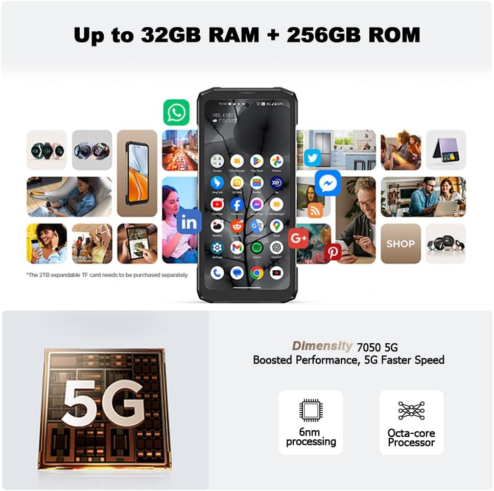 DOOGEE Blade 20 Turbo Android 15 Outdoor Handy Ohne Vertrag 5G,10300mAh 33W,15.8 mm ultradünn Outdoo