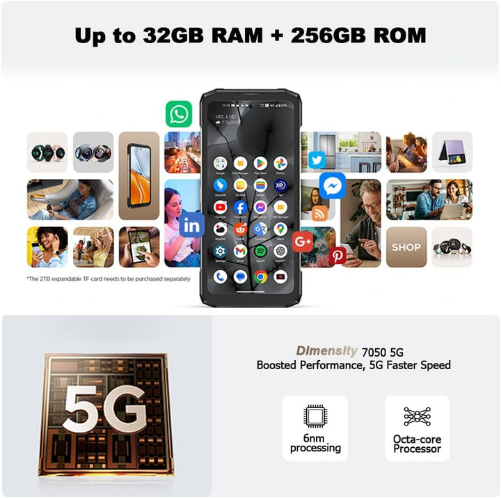 DOOGEE Blade 20 Turbo Android 15 Outdoor Handy Ohne Vertrag 5G,10300mAh 33W,15.8 mm ultradünn Outdoo