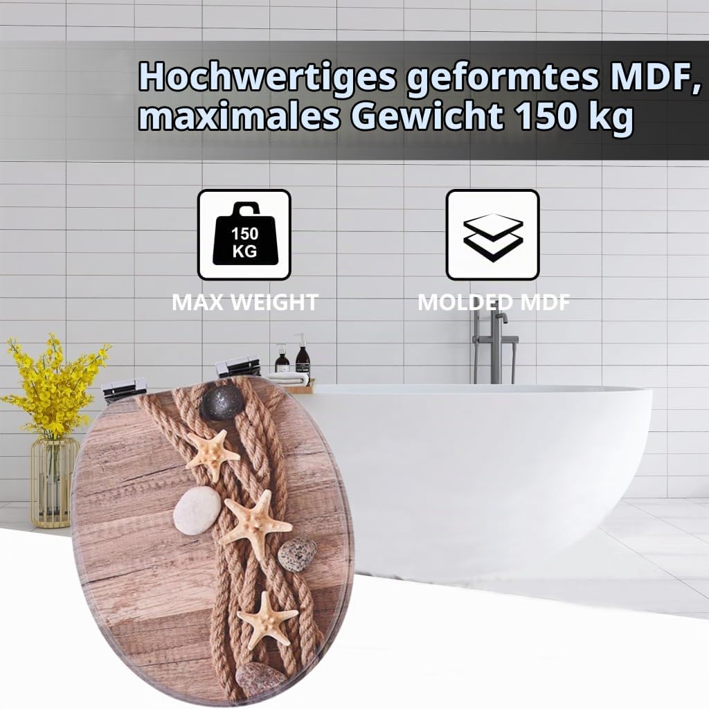 SAINOS MDF Toilettendeckel Mit Absenkautomatik O-förmiger Toilettensitz Mit Verstellbaren Scharniere