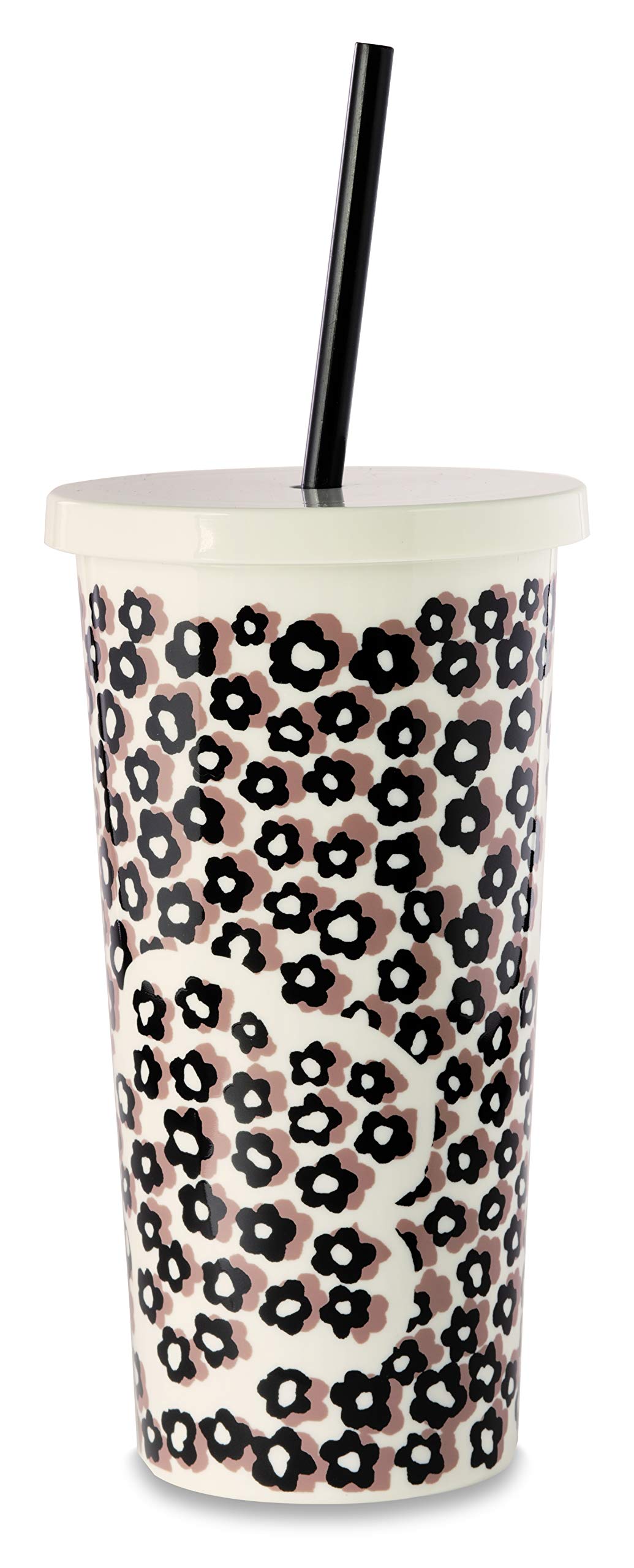 Kate Spade New York Tumbler with Straw, Flair Flora Lila, Lila