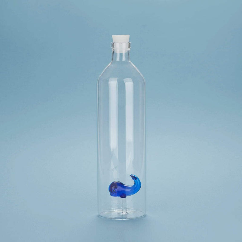 balvi Flasche Atlantis Whale Für Wasser Figur im Inneren fixiert Silizium-Stecker Borosilikat 30 cm