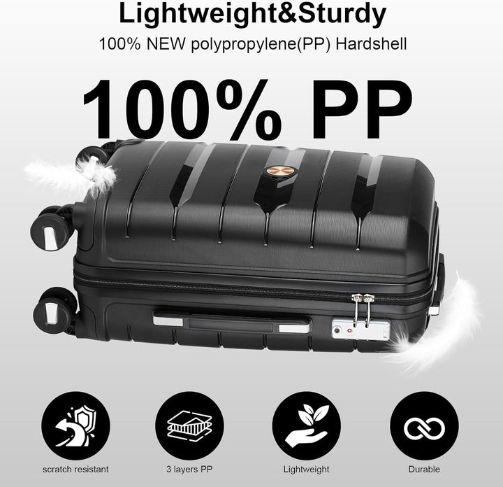 Sea choice Hartschalen Koffer Trolley Erweiterbar Kabinen Handgepäck 100% PP Leicht Reisekoffer mit