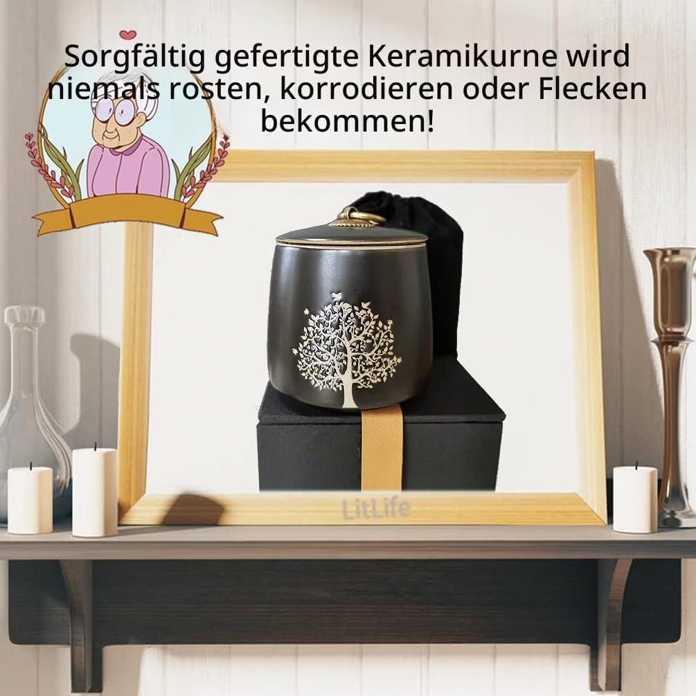 Kleine Urnen für menschliche Asche Erwachsene Männlich Weiblich Baum des Lebens Schwarz Dekorative U