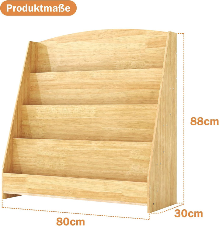 4 Tier Bücherregal Kinder Montessori Kinderregal 88cm Höhe, Kinderzimmer Spielzeug Aufbewahrung Büch