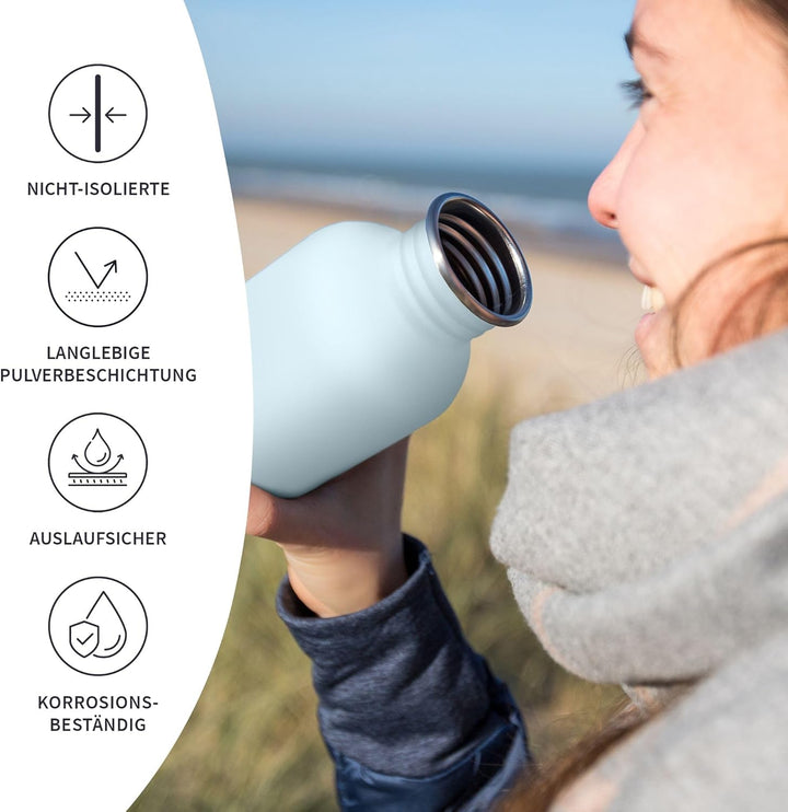 Bambaw Wasserflasche 750ml Edelstahl, Nicht-isoliert Wasserflasche Blau, Trinkflasche Spülmaschinenf