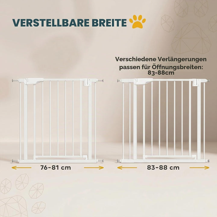 PawHut Treppenschutzgitter Absperrgitter Hund Schutzgitter ohne Bohren 76-88 x 76 cm Türschutzgitter