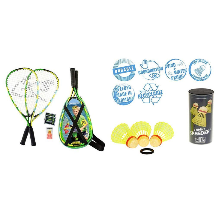 Speedminton® Junior Set – Original Speed Badminton/Crossminton Kinder Set inkl. 2 FUN Speeder®, Tasc