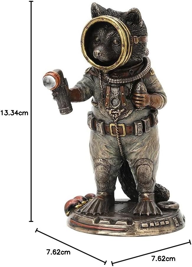 Veronese Design Skulptur Waschbär Frogman Cadet Steampunk Kunstharz handbemalt Tier Sammlerfiguren M