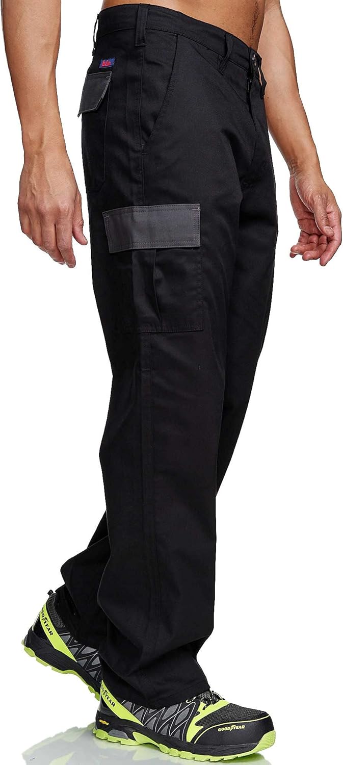 Lee Cooper Herren Cargo Trouser Hose 40W/31L (Regular) Black / Grey, 40W/31L (Regular) Black / Grey