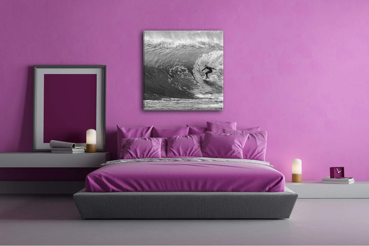 deyoli Surfer in Aktion Format: 70x70 Effekt: Schwarz&Weiss als Leinwandbild, Motiv fertig gerahmt a