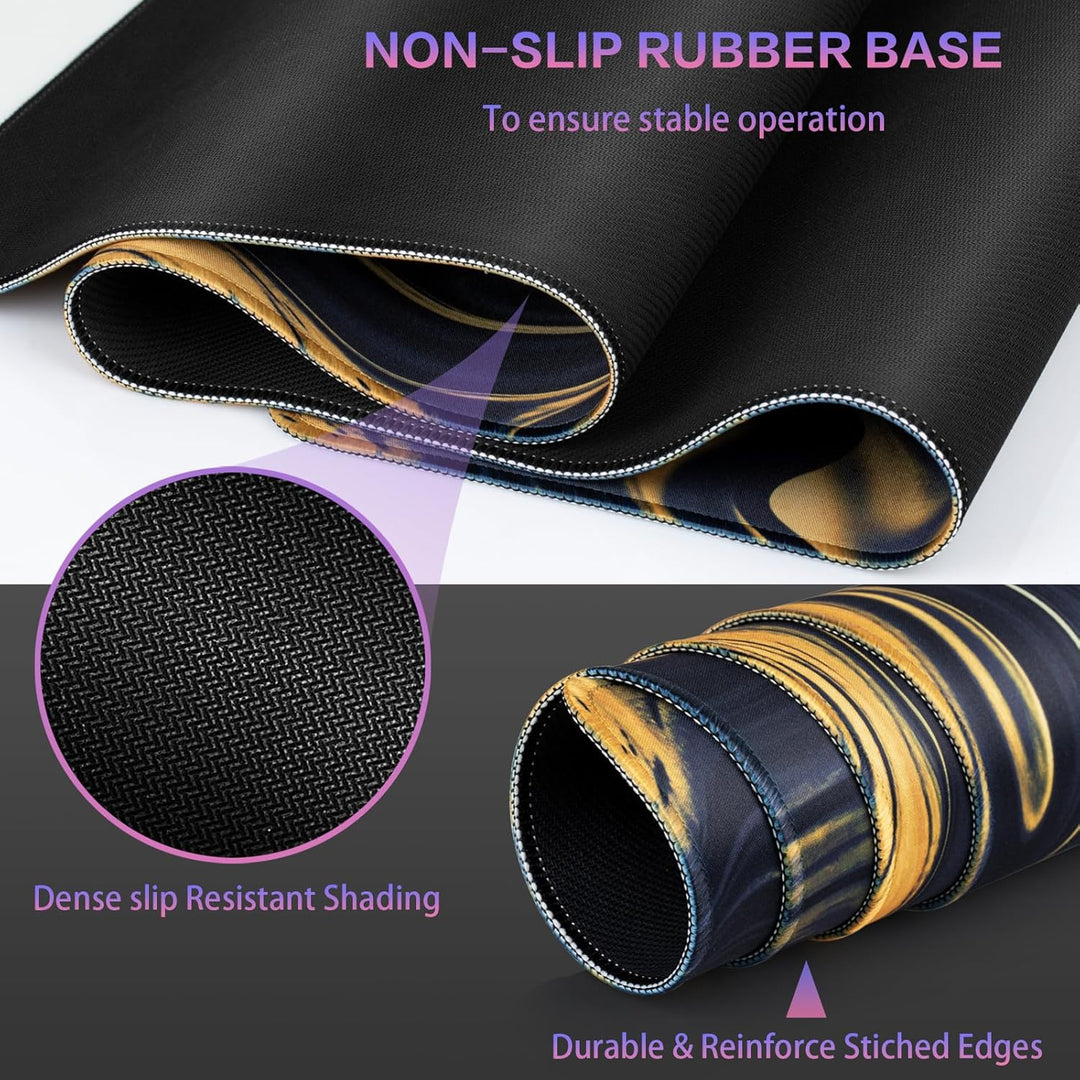 Abetcabe Gaming Mauspad XXL, Mousepad 900 x 400mm, Fluid Art Mauspad gross Vernähte Kanten WassXerdi