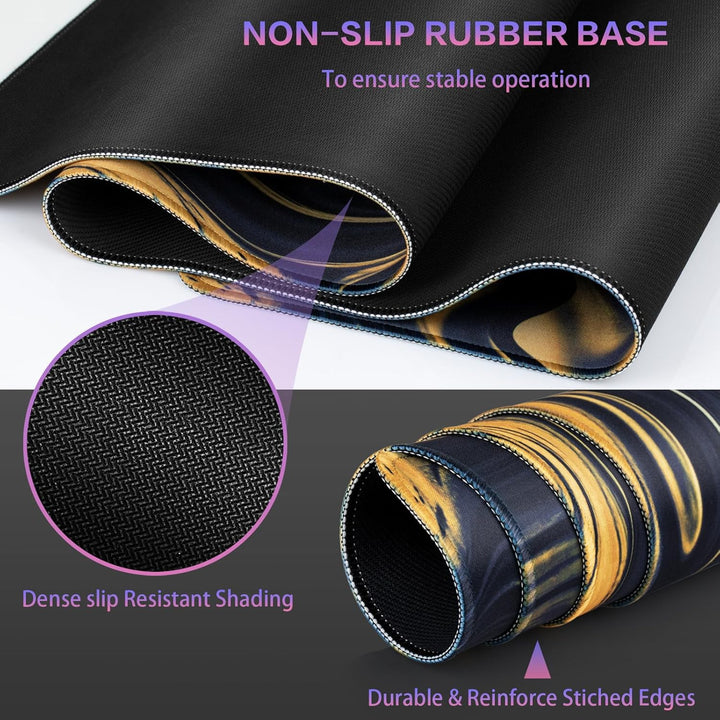 Abetcabe Gaming Mauspad XXL, Mousepad 900 x 400mm, Fluid Art Mauspad gross Vernähte Kanten WassXerdi