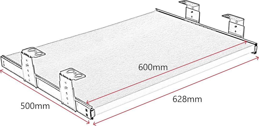 FIX&EASY Tastaturauszug Up&Down, Tastaturablage 600X500mm schwarz matt Dekor, Auszugschienen mit Ein