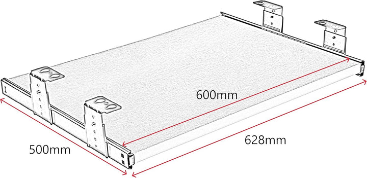 FIX&EASY Tastaturauszug Up&Down, Tastaturablage 600X500mm schwarz matt Dekor, Auszugschienen mit Ein