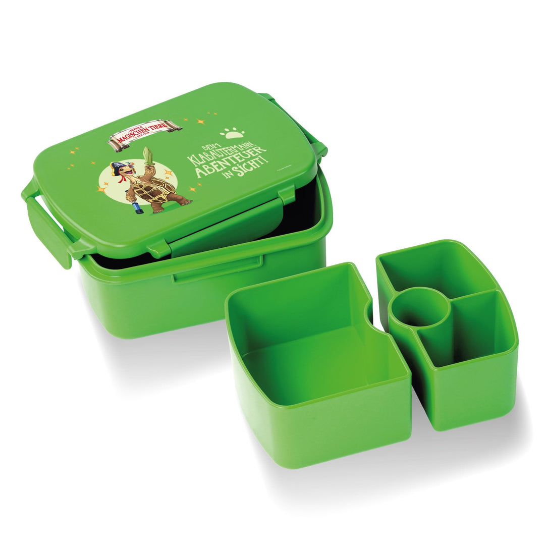AWAVE Die Schule der Magischen Tiere Brotdose Kinder mit Fächern rPET Grün Henrietta Snackbox 1 L mi