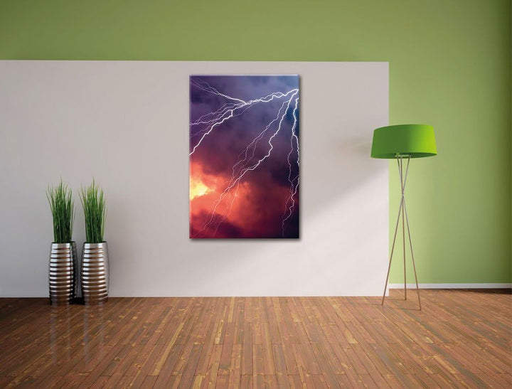 Blitze und Gewitter, Format: 100x70 auf Leinwand, XXL riesige Bilder fertig gerahmt mit Keilrahmen,