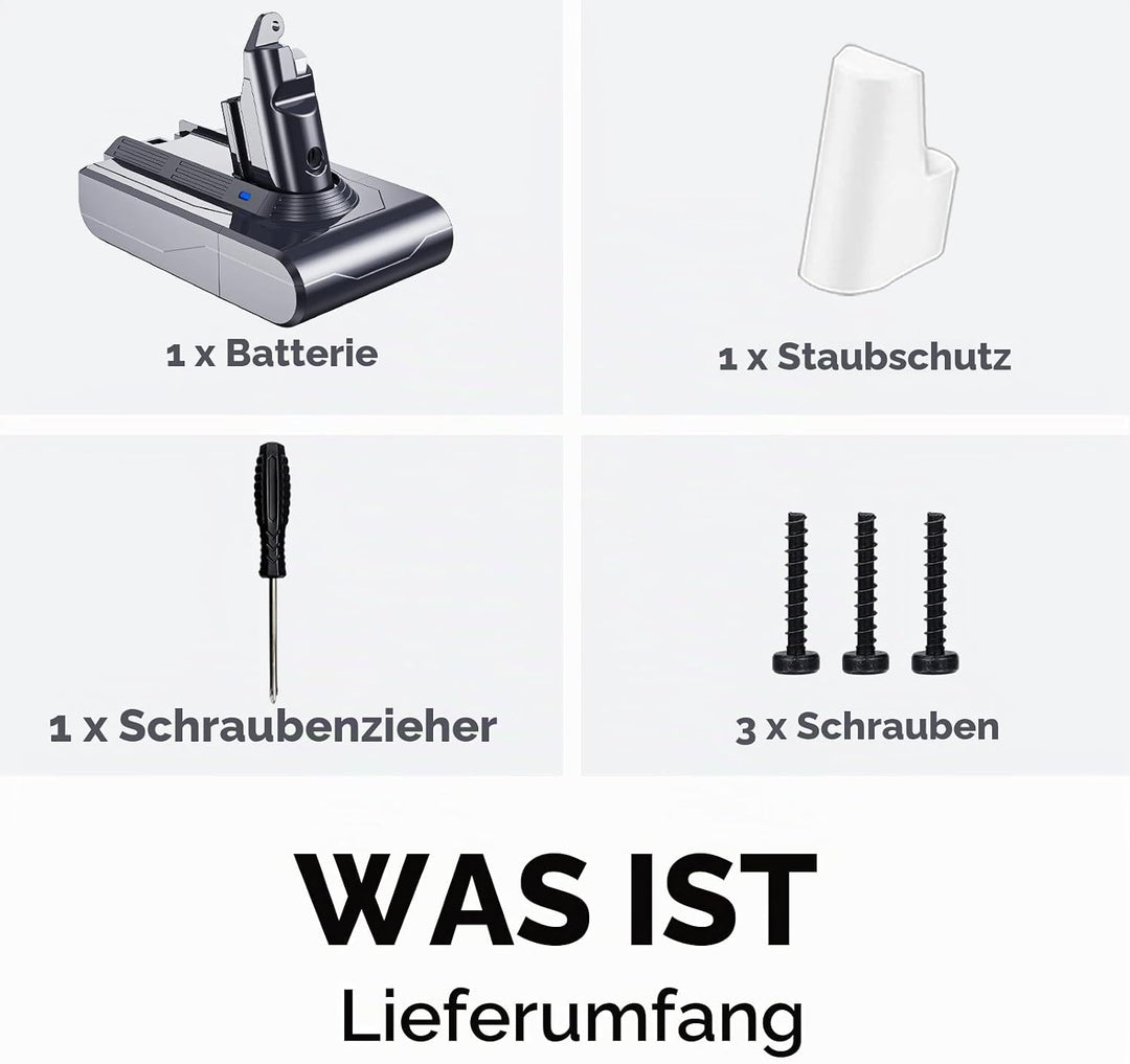 6000mAh Ersatzakku für Dyson V6 DC62 DC58 DC59 DC61 DC72 DC74 Extra, Trigger, Fluffy, Absolute SV03