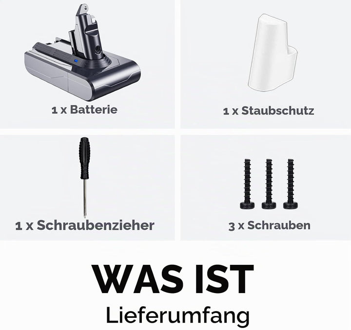 6000mAh Ersatzakku für Dyson V6 DC62 DC58 DC59 DC61 DC72 DC74 Extra, Trigger, Fluffy, Absolute SV03