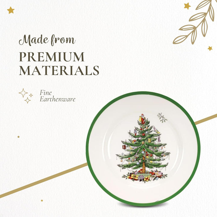 Spode Christmas Tree 25,4 cm Essteller-Set mit 4 Stück – Geschirr im Weihnachtsdesign (grün)
