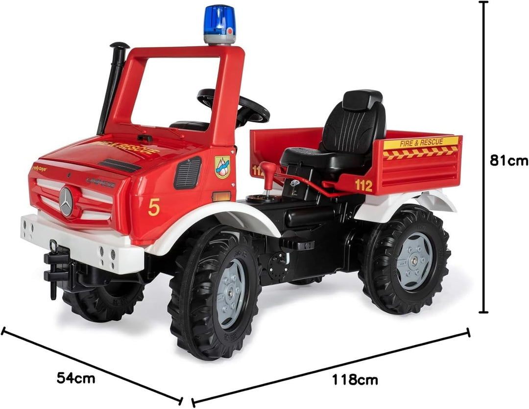 Rolly Toys 038220 rollyUnimog Feuerwehr Edition 2020 (Kinderunimog, Tretfahrzeug) - inkl. RollyFlash