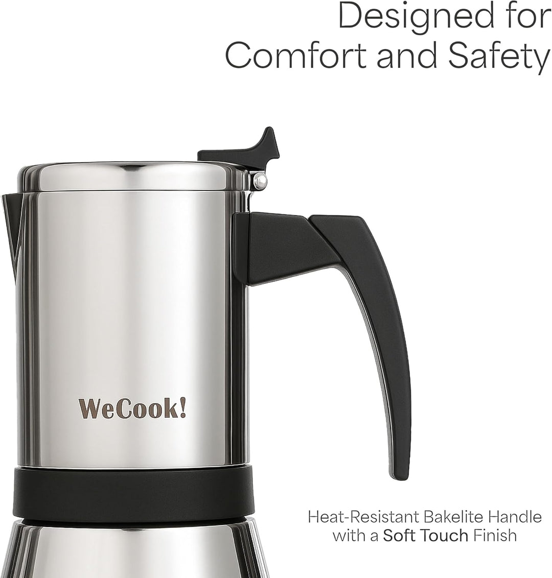 WECOOK! Espressokocher aus Edelstahl 18/10 für Induktion 4 Tassen – Moka/Espresso – ergonomischer So