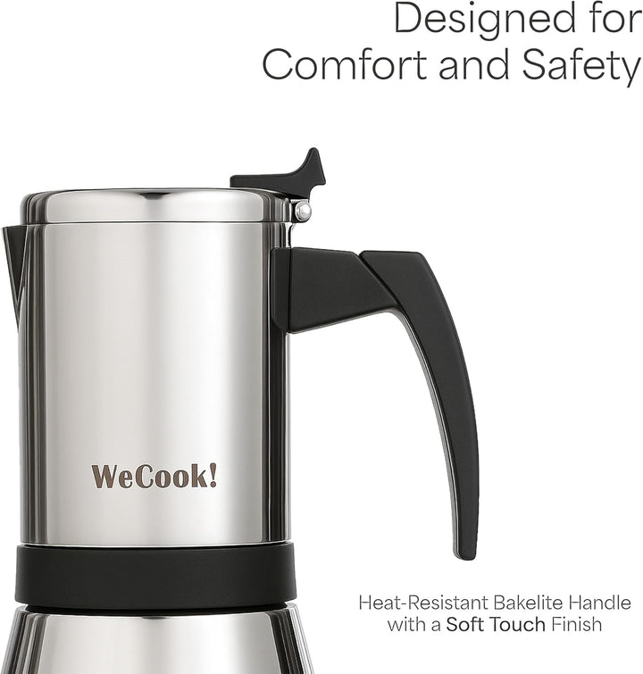 WECOOK! Espressokocher aus Edelstahl 18/10 für Induktion 4 Tassen – Moka/Espresso – ergonomischer So