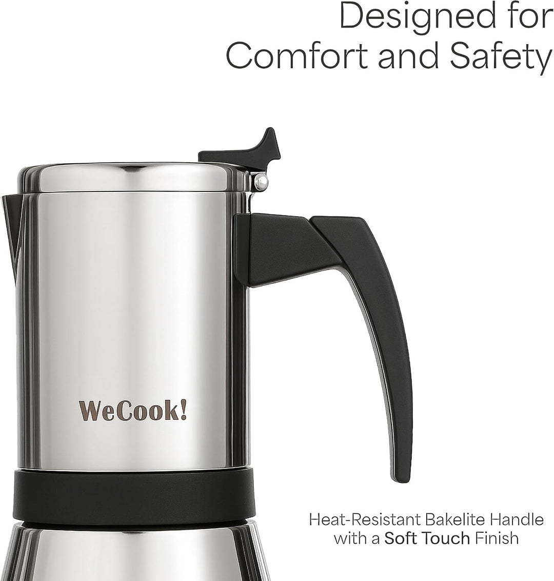 WECOOK! Espressokocher aus Edelstahl 18/10 für Induktion 6 Tassen – Moka/Espresso – ergonomischer So