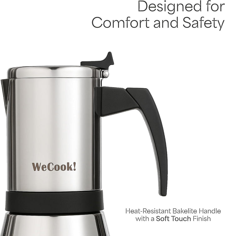 WECOOK! Espressokocher aus Edelstahl 18/10 für Induktion 6 Tassen – Moka/Espresso – ergonomischer So