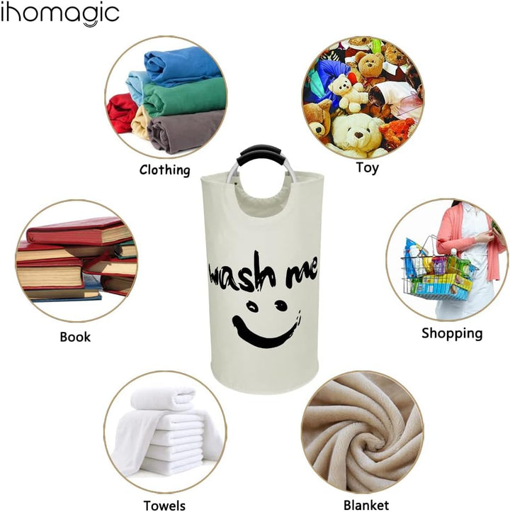 IHOMAGIC 115L Extra Gross Wäschesammler, Zusammenklappbare Wäschetonne 600D Oxford-Stoff Wäschesack