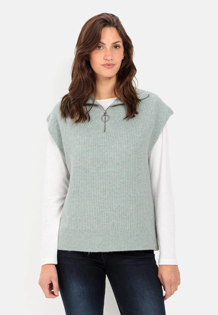 camel active Damen Ärmelloser Troyer aus recyceltem Material M Weiss, M Weiss