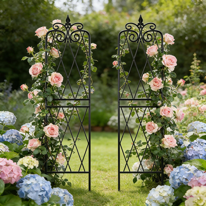 2 Pack 71" H x15 W Trellis,Black Garden Trellis for Climbing Plants Outdoor Metal Frame Sturdy Trell