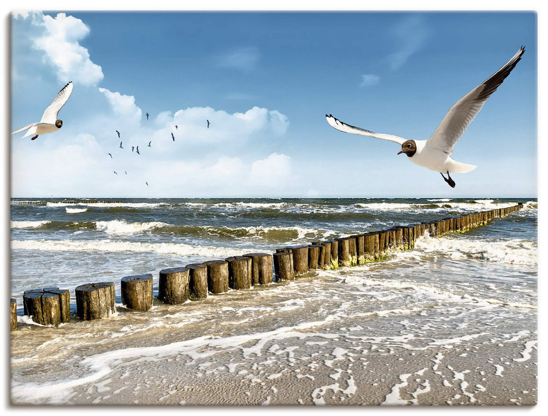 Artland Leinwandbild Wandbild Bild auf Leinwand 80x60 cm Wanddeko Strand Meer Maritim Landschaft See