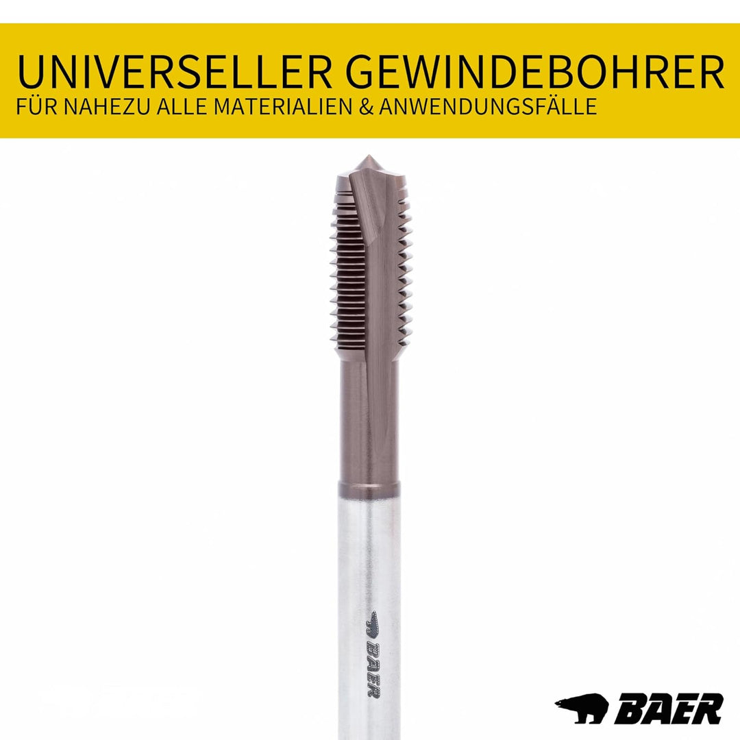 BAER UNiTap Gewindeschneider Set HSSE M3 - M12: Gewindebohrer Durchgangsloch - Kernlochbohrer: M3-12