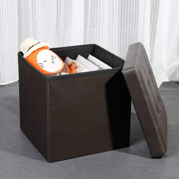 Bonlife Faltbarer Sitzhocker Hocker Mit Stauraum, Aufbewahrungsbox mit Stauraum, Kunstleder Fusshock