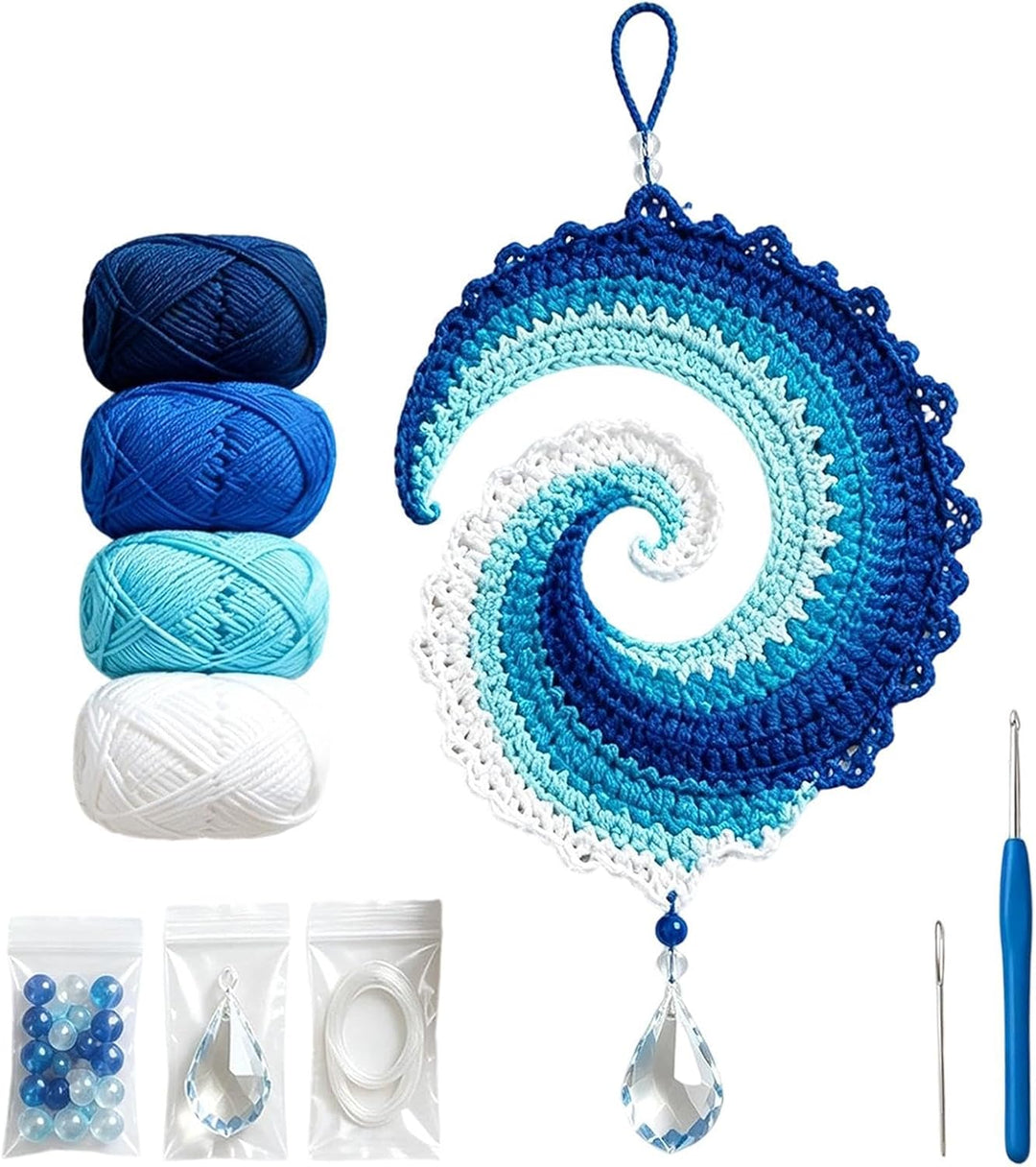 Spiral Wind Spinner, Beginner Crochet Kit with Window Decor Set, 20x15x4cm | Crochet Wind Spinner, G
