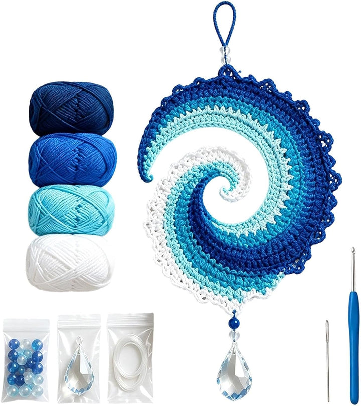 Spiral Wind Spinner, Beginner Crochet Kit with Window Decor Set, 20x15x4cm | Crochet Wind Spinner, G