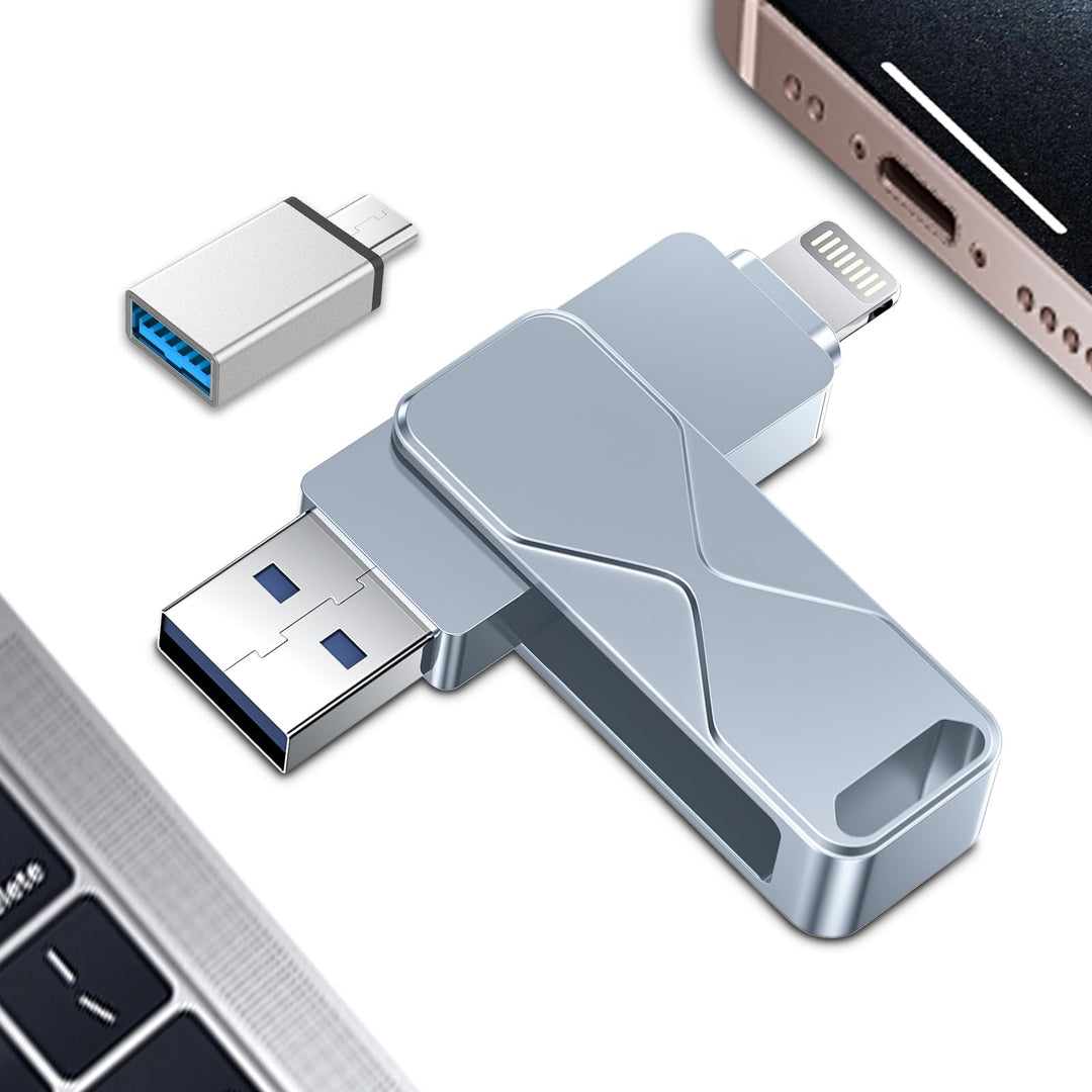 USB-Stick für iPhone 512GB, MFi Certified Lightning 3-in-1, externer Speicher, USB-Stick, für iPhone