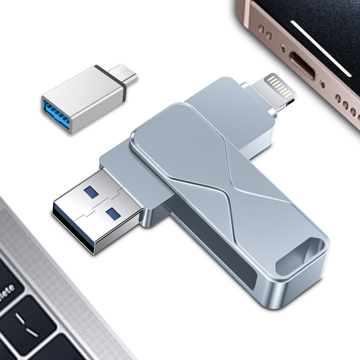 USB-Stick für iPhone 512GB, MFi Certified Lightning 3-in-1, externer Speicher, USB-Stick, für iPhone