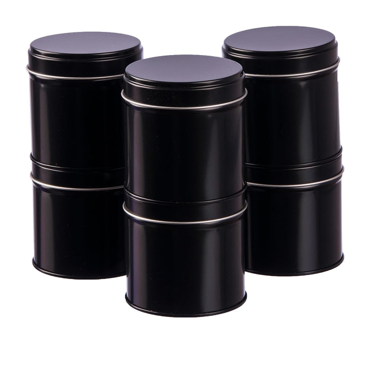 12er Pack Gewürzdosen schwarz stapelbar mit extra Aromadeckel inkl. 6 Etiketten + 2 Streueinsätze |