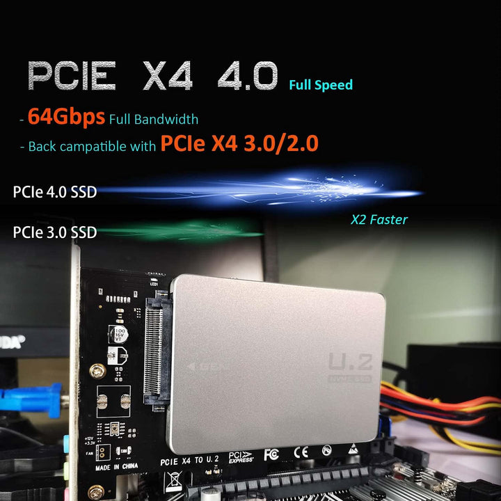 GLOTRENDS PU11 U.2 zu PCIe 4.0 X4 Adapter für 2.5 Zoll U.2 SSD, PCIe 4.0 X4 Full Speed