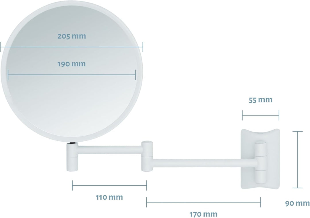 Libaro Kosmetikspiegel Imola 360° Schminkspiegel mit Wandmontage, Rasierspiegel doppelseitig mit Ver