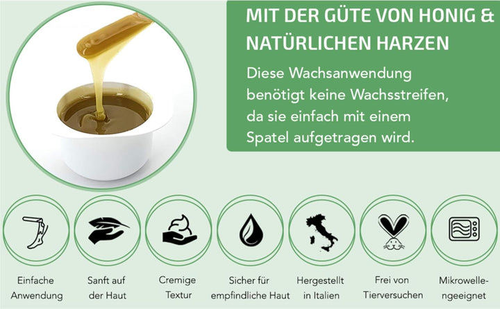 Dermawax 300 g Natural Honig Wachs Heisswachs Mikrowellenwachs zum Epilieren in der Mikrowelle erwär