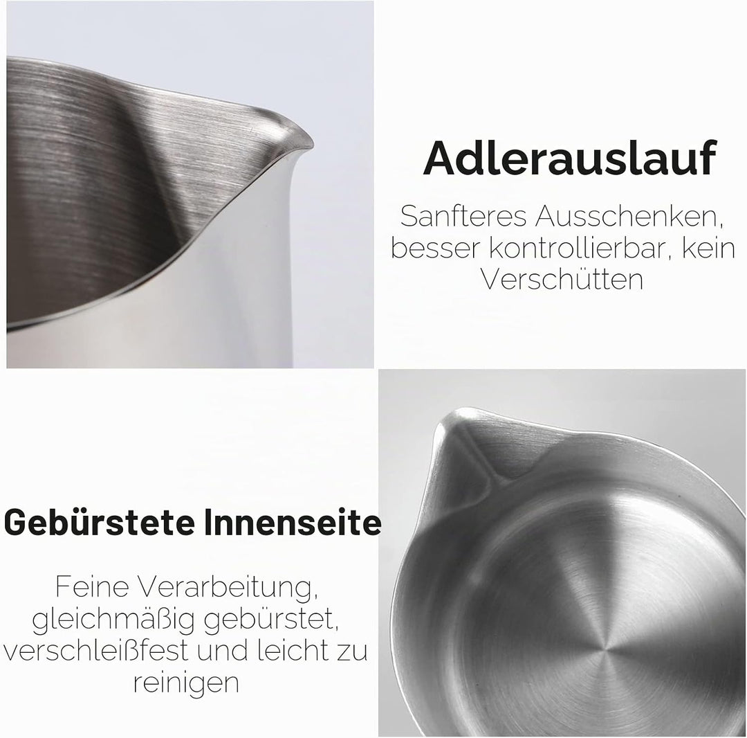 Milchkännchen mit Deckel, 350ml Milchkännchen Edelstahl Kaffeekännchen Kännchen für Kaffee Sahnekänn